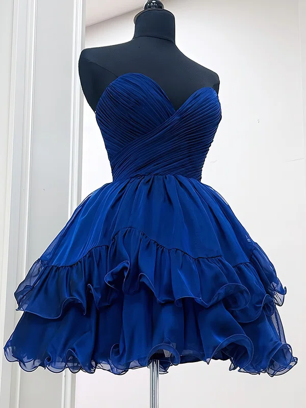 Modest Strapless Skater Pleated Tiered Homecoming Dresses #Milly02055306