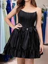 Corset A-line Strapless Taffeta Beaded Homecoming Dresses With Bow #Milly02055315