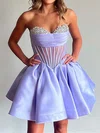 Ball Gown Corset Strapless Satin Homecoming Dresses With Beading #Milly02055336