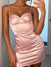 Simple Sweetheart Satin Ruched Bodycon Homecoming Dresses #Milly02055339