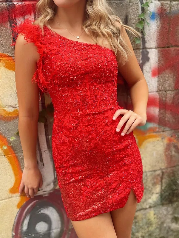 Corset Bodycon One Shoulder Sequin Appliques Homecoming Dresses #Milly02055362
