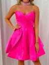 Cute A-line V-neck Satin Beaded Homecoming Dresses #Milly02055363