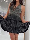 Sparkly A-line Halter Beaded Tiered Homecoming Dresses #Milly02055369