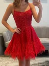 Sparkly Scoop Neck Tulle Beaded Feathers Homecoming Dresses #Milly02055382