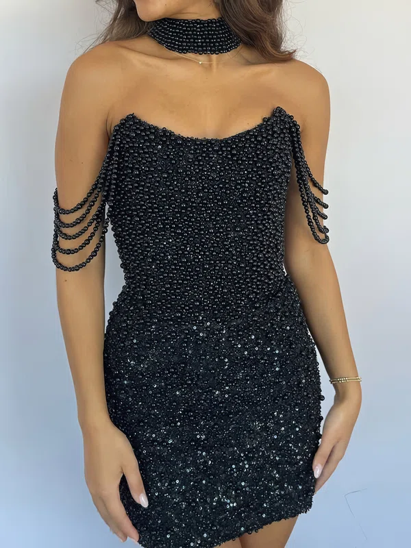 Unique Off-the-shoulder Sequin Bodycon Pearl Homecoming Dresses #Milly02055396