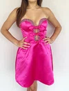 Cute A-line Strapless Satin Beaded Homecoming Dresses #Milly02055399