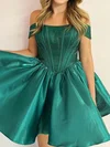 Corset Off-the-shoulder Satin Beaded Skater Homecoming Dresses #Milly02055400