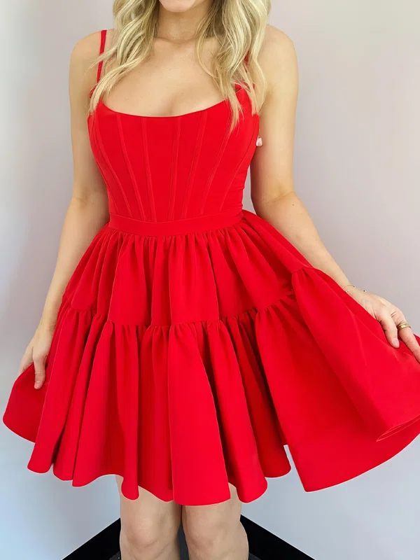 Simple Scoop Neck Satin Skater Homecoming Dresses #Milly02055409