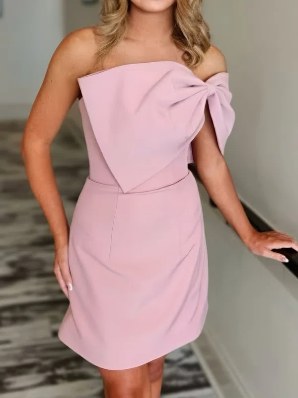 Sweet Strapless Stretch Crepe Bodycon Homecoming Dresses With Bow #Milly02055418