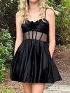 Petite A-line Sweetheart Satin Floral Homecoming Dresses #Milly02055428