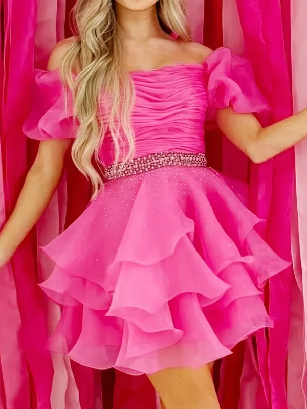 Petite Off-the-shoulder Organza Skater Tiered Homecoming Dresses #Milly02055434