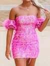 Sparkly Straight Sequin Feathers Bodycon Homecoming Dresses #Milly02055437