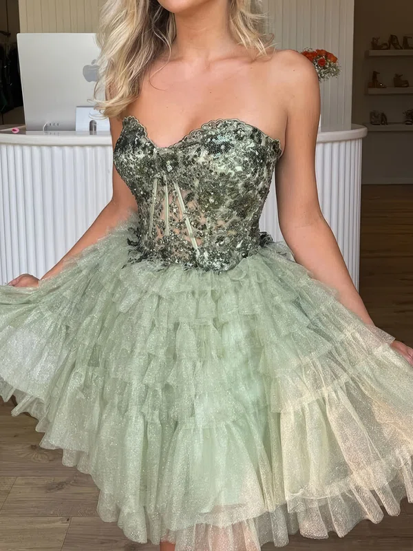 Corset Strapless Glitter Skater Tiered Homecoming Dresses #Milly02055438