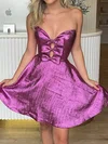 Trendy A-line V-neck Metallic Bow Homecoming Dresses #Milly02055443