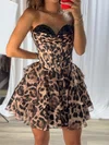 A-line Strapless Cheetah Print Chiffon Tiered Homecoming Dresses #Milly02055447