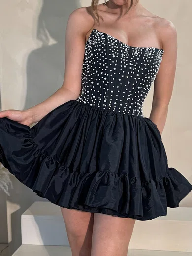 Modest Strapless Taffeta Pearl Skater Homecoming Dresses #Milly02055459