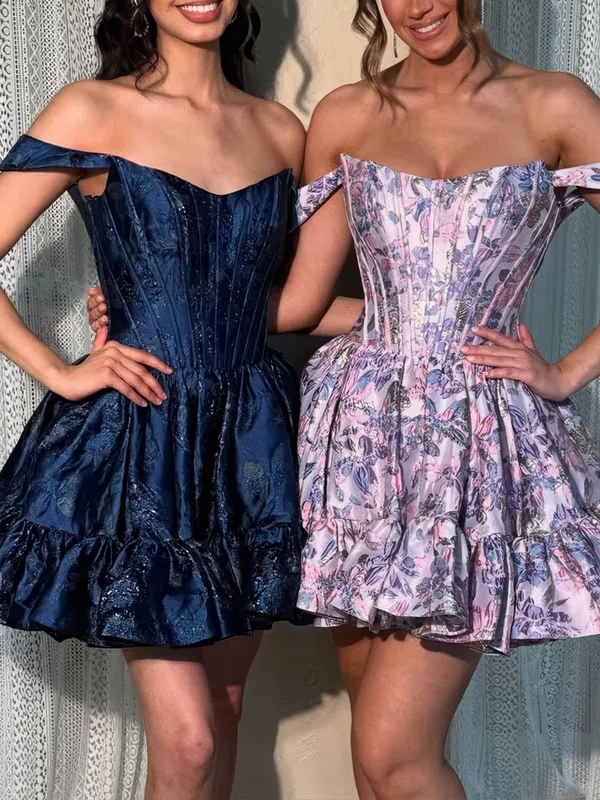 Trendy Off-the-shoulder Satin Cheetah Print Skater Homecoming Dresses #Milly02055462