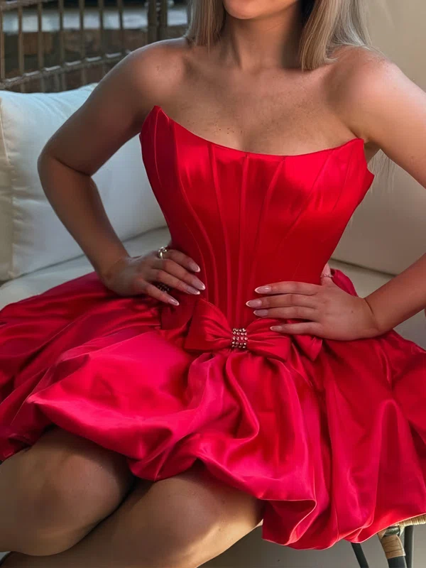 Corset Strapless Satin Bow Skater Homecoming Dresses #Milly02055463