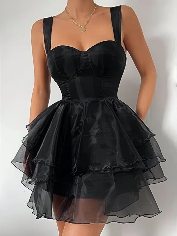 Casual Sweetheart Organza Skater Tiered Homecoming Dresses #Milly02055470