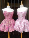 Pink Purple Floral Corset Strapless Satin Homecoming Dresses #Milly02055480