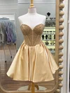 Corset A-line Strapless Satin Beaded Homecoming Dresses #Milly02055483