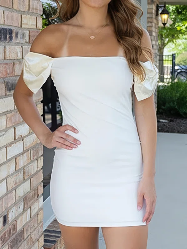 Off-the-shoulder Stretch Crepe Bow Bodycon Homecoming Dresses #Milly02055495