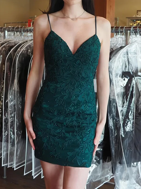 Modest V-neck Bodycon Lace Homecoming Dresses #Milly02055504