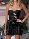 Cut Out A-line Strapless Metallic Tiered Homecoming Dresses #Milly02055513