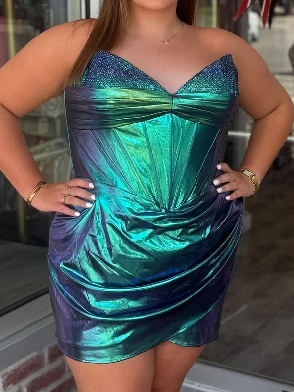 Corset V-neck Metallic Bodycon Ruched Homecoming Dresses #Milly02055514
