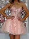 Corset Strapless Tulle Appliques Skater Homecoming Dresses #Milly02055529