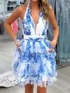 A-line Halter Tiered Floral Print Homecoming Dresses #Milly02055539