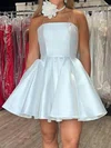 Simple Strapless Satin Skater Homecoming Dresses #Milly02055545