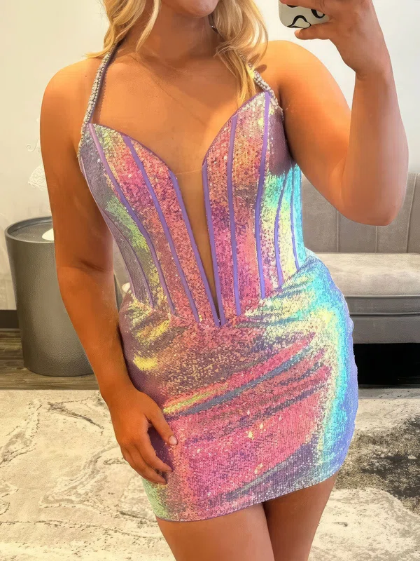 Corset Halter Sequin Beaded Bodycon Homecoming Dresses #Milly02055565