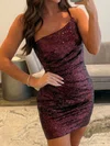 Sparkly One Shoulder Sequin Ruched Bodycon Homecoming Dresses #Milly02055576