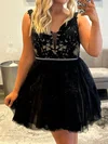 Puffy V-neck Tulle Beaded Skater Homecoming Dresses #Milly02055579