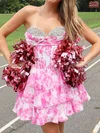 A-line Strapless Tiered Floral Print Homecoming Dresses #Milly02055600