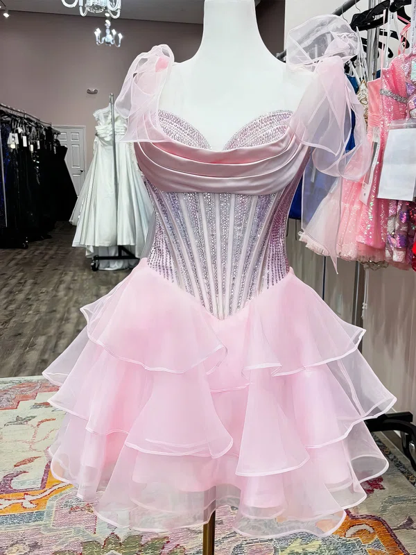 Corset Sweetheart Organza Tiered Skater Homecoming Dresses #Milly02055602