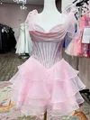 Corset Sweetheart Organza Tiered Skater Homecoming Dresses #Milly02055602