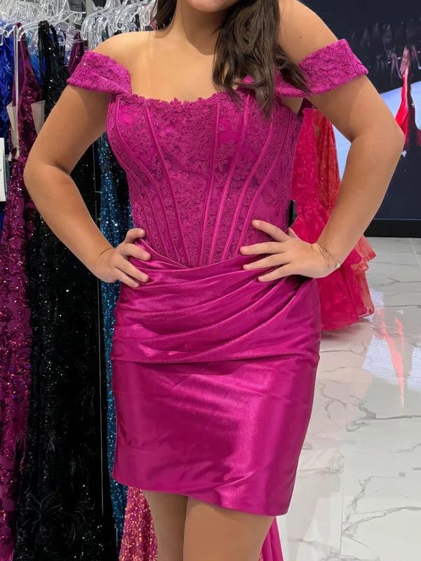 Corset Off-the-shoulder Satin Appliques Bodycon Homecoming Dresses #Milly02055607