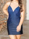 Sparkly V-neck Satin Bodycon Beaded Homecoming Dresses #Milly02055609