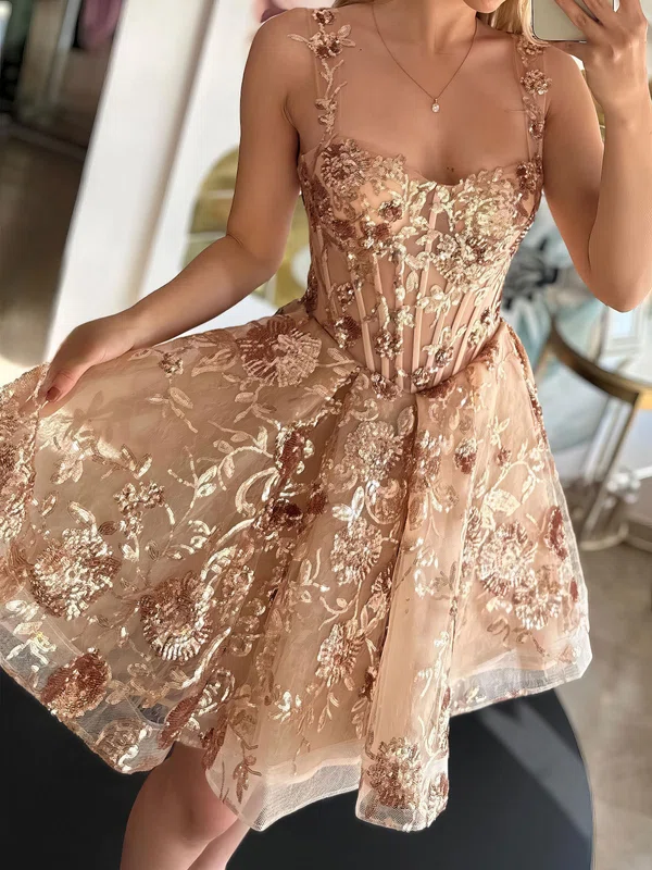 Sparkly Corset Sweetheart Tulle Appliques Skater Homecoming Dresses #Milly02055623