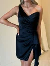 Modest One Shoulder Satin Ruched Bodycon Homecoming Dresses #Milly02055627