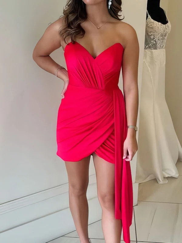 Basic V-neck Satin Ruched Bodycon Homecoming Dresses #Milly02055636