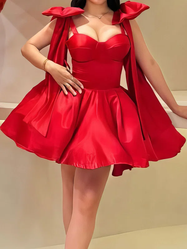 Corset Sweetheart Satin Bow Skater Homecoming Dresses #Milly02055638
