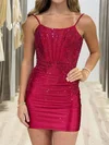 Corset Scoop Neck Satin Bodycon Beaded Homecoming Dresses #Milly02055646