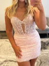Corset V-neck Lace Appliques Bodycon Homecoming Dresses #Milly02055676