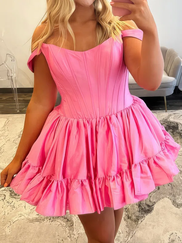 Corset Off-the-shoulder Taffeta Ruffle Skater Homecoming Dresses #Milly02055678