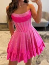 Sparkly A-line Strapless Satin Beaded Homecoming Dresses #Milly02055684
