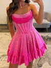 Sparkly A-line Strapless Satin Beaded Homecoming Dresses #Milly02055684