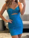 Cut Out Bodycon V-neck Satin Floral Beaded Homecoming Dresses #Milly02055686